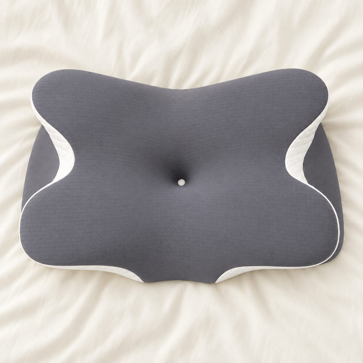 Overhead view of the butterfly pillow shape
