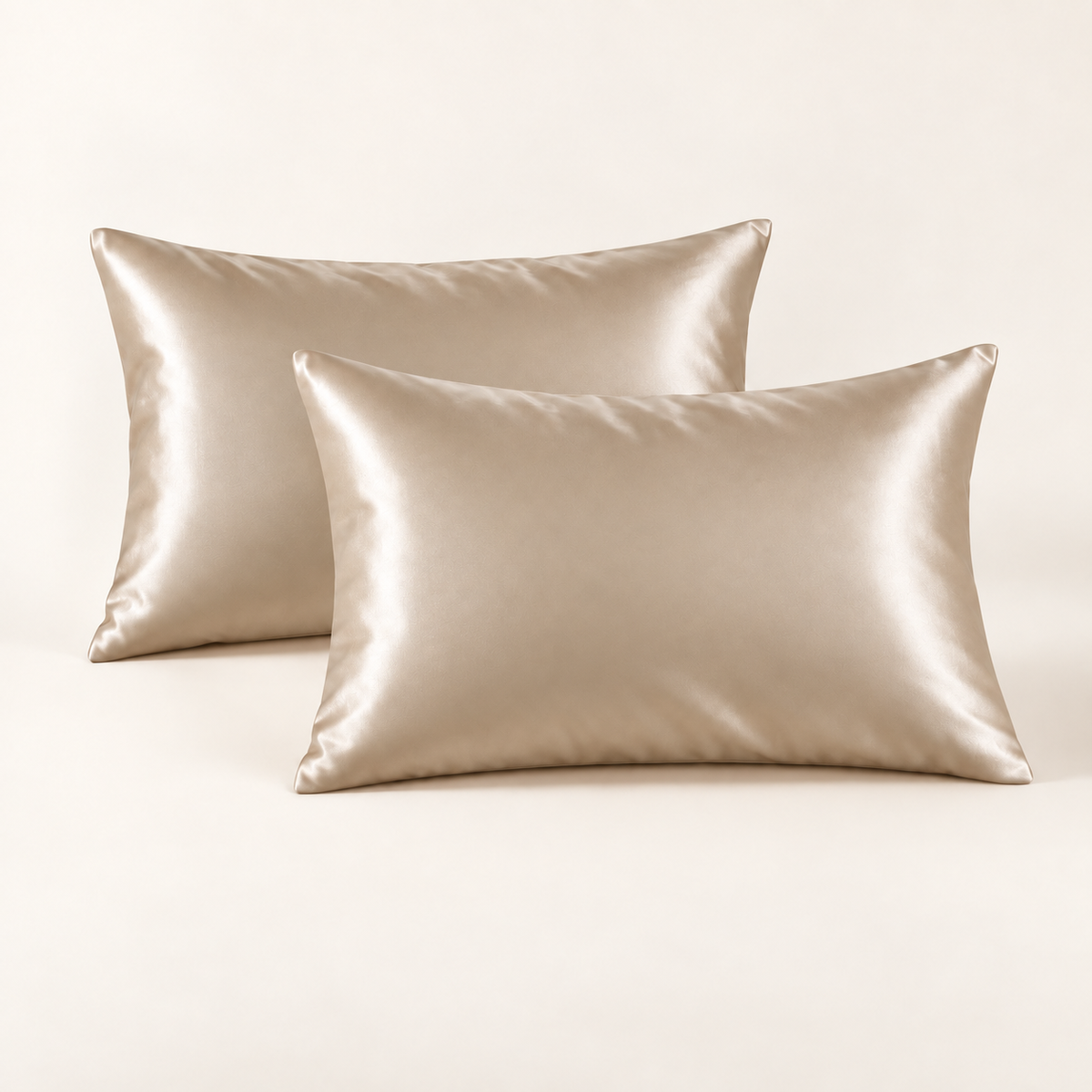 Two Hushly satin pillowcases in golden