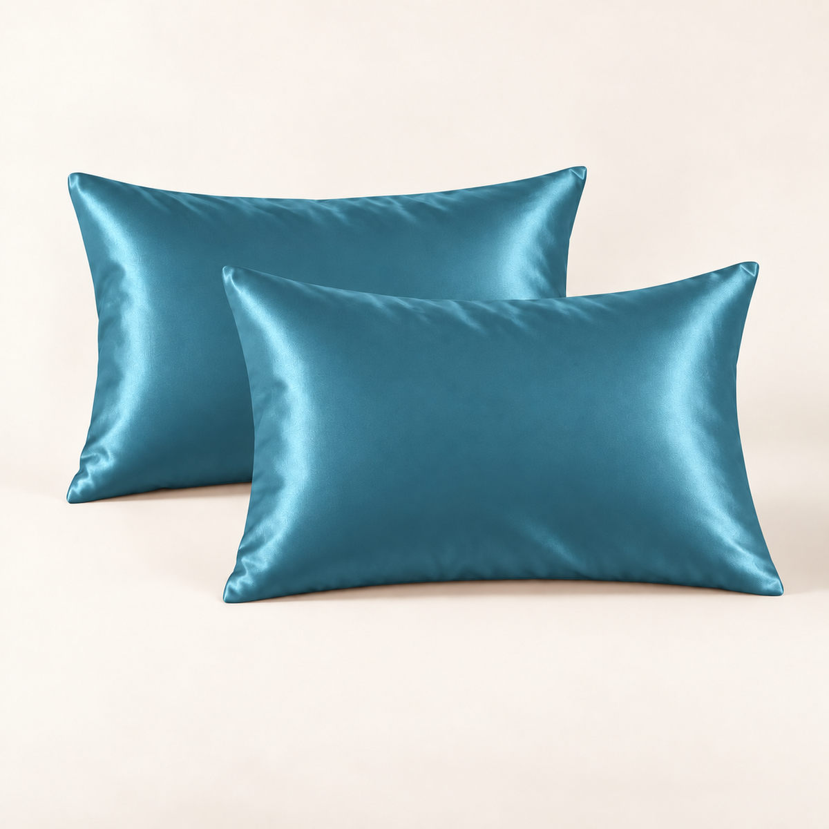 Two Hushly satin pillowcases in lavender blue